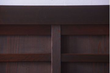 アンティーク家具　古民具・骨董　一本物　14杯引き出し付き!横桟引き戸の収納棚(水屋箪笥)