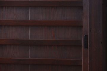 アンティーク家具　古民具・骨董　一本物　14杯引き出し付き!横桟引き戸の収納棚(水屋箪笥)