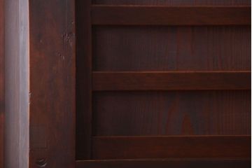 アンティーク家具　古民具・骨董　一本物　14杯引き出し付き!横桟引き戸の収納棚(水屋箪笥)