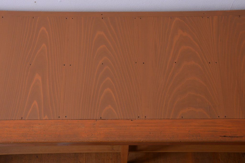 レトロ家具　昭和レトロ　引き出し付き!古い木のアンティーク横型飾り棚(本棚)