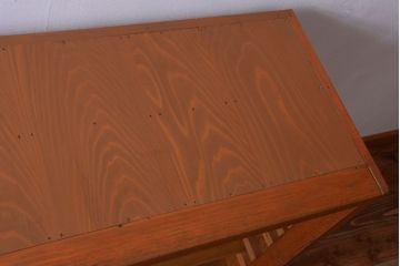 レトロ家具　昭和レトロ　引き出し付き!古い木のアンティーク横型飾り棚(本棚)