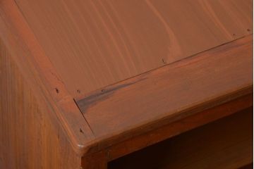 レトロ家具　昭和レトロ　引き出し付き!古い木のアンティーク横型飾り棚(本棚)