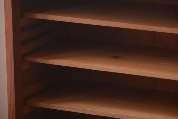 レトロ家具　昭和レトロ　引き出し付き!古い木のアンティーク横型飾り棚(本棚)