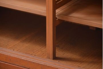 レトロ家具　昭和レトロ　引き出し付き!古い木のアンティーク横型飾り棚(本棚)