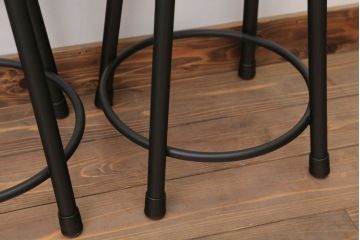 ヴィンテージ家具　ビンテージ　ブラックペイント鉄脚の丸スツール2脚セット