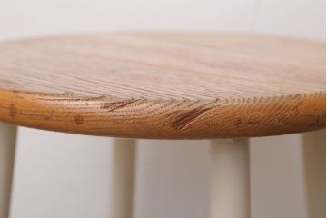 ヴィンテージ家具　ビンテージ　アイボリーペイント鉄脚の丸スツール2脚セット(椅子、チェア)(1)