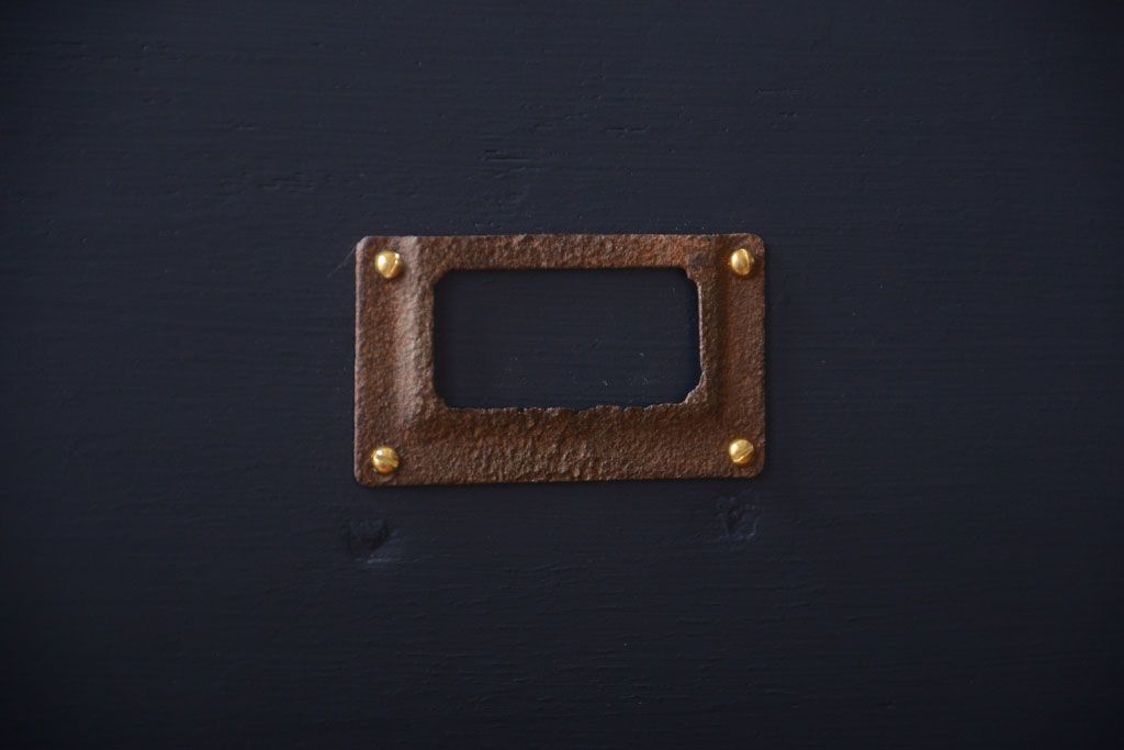 アンティーク家具　アンティーク　ネイビーペイントがシックな縦型4杯引き出し(書類ケース)