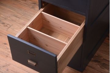 アンティーク家具　アンティーク　ネイビーペイントがシックな縦型4杯引き出し(書類ケース)