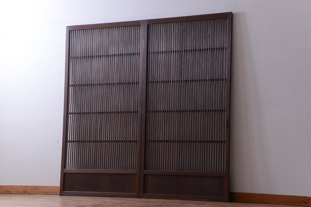 古民具・骨董　和モダンなアンティーク格子戸2枚セット