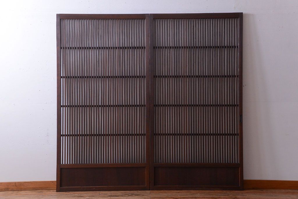 古民具・骨董　和モダンなアンティーク格子戸2枚セット