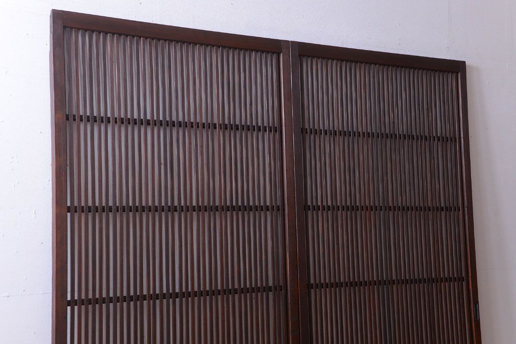 古民具・骨董　和モダンなアンティーク格子戸2枚セット