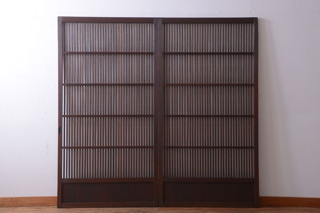 古民具・骨董　和モダンなアンティーク格子戸2枚セット