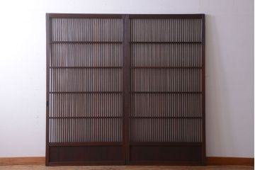 古民具・骨董　和モダンなアンティーク格子戸2枚セット