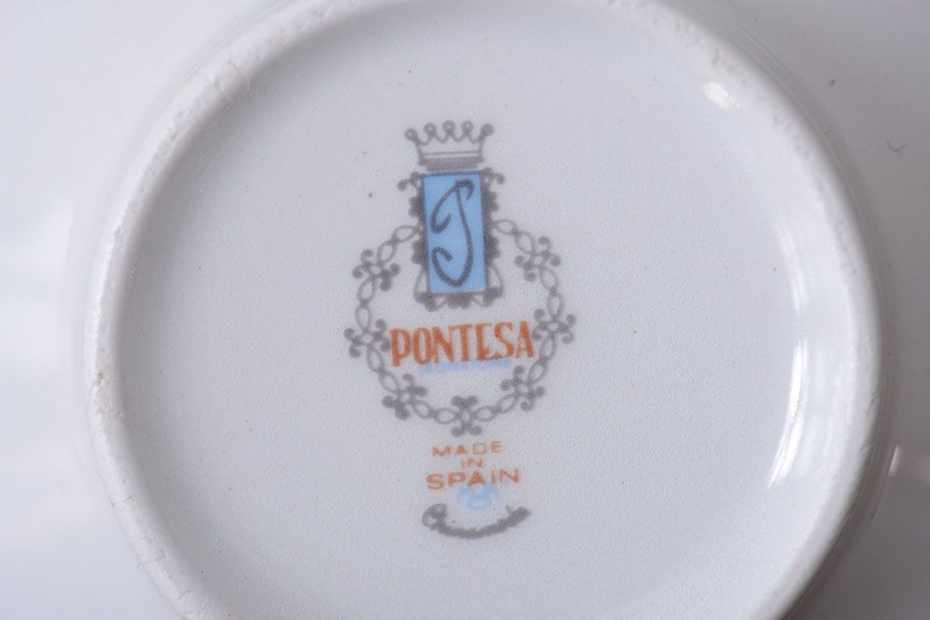 アンティーク雑貨　スペインビンテージ　PONTESA(ポンテサ)　カップ&ソーサー、皿など8点セット
