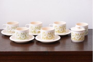 アンティーク雑貨　イギリスビンテージ　HORNSEA(ホーンジー)　カップ&ソーサーなど7点