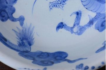 アンティーク雑貨　古民具・骨董 明治期 龍の図 染付深鉢(お皿)
