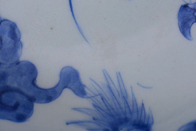 アンティーク雑貨　古民具・骨董 明治期 龍の図 染付深鉢(お皿)