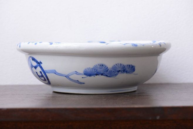 アンティーク雑貨　古民具・骨董 明治期 龍の図 染付深鉢(お皿)