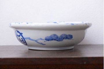 アンティーク雑貨　古民具・骨董 明治期 龍の図 染付深鉢(お皿)