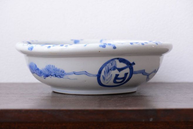 アンティーク雑貨　古民具・骨董 明治期 龍の図 染付深鉢(お皿)