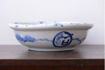 アンティーク雑貨　古民具・骨董 明治期 龍の図 染付深鉢(お皿)