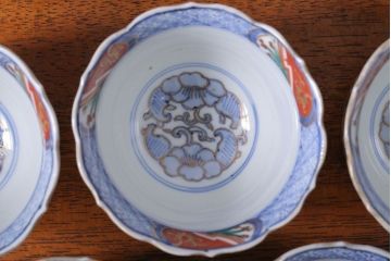 アンティーク雑貨　古民具・骨董　幕末〜明治　色絵向付8客(猪口・伊万里)