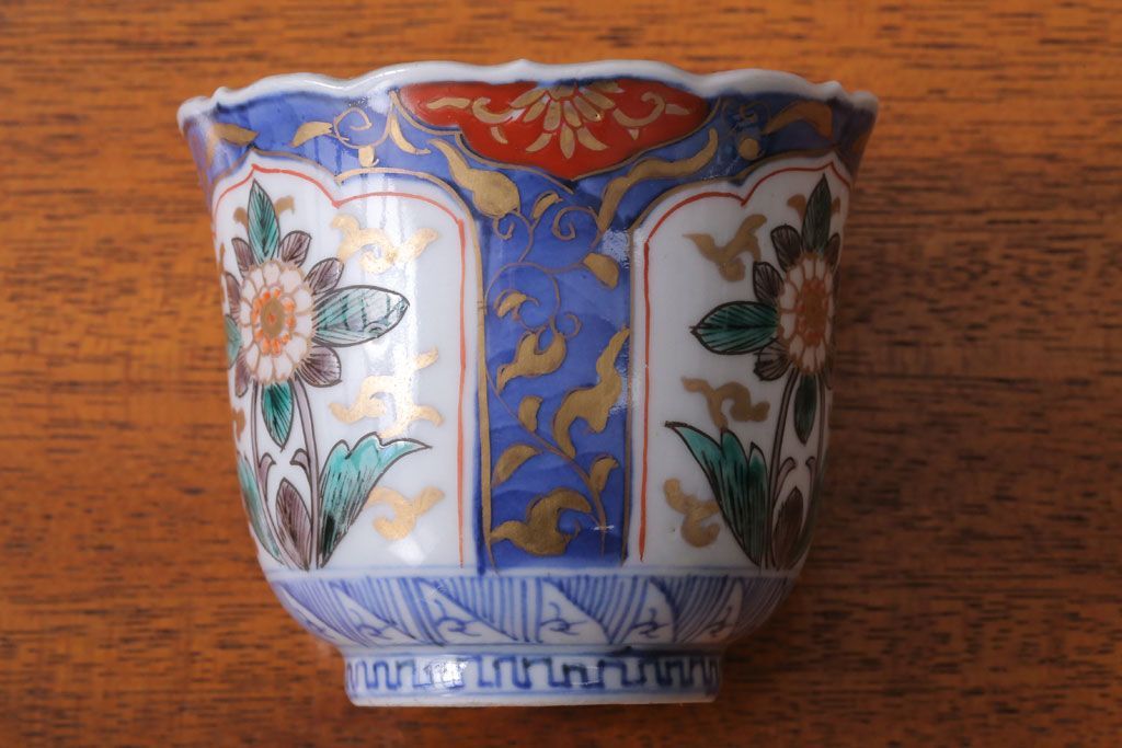 アンティーク雑貨　古民具・骨董　幕末〜明治　色絵向付8客(猪口・伊万里)