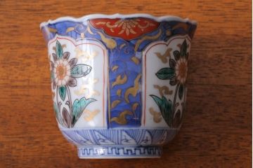 アンティーク雑貨　古民具・骨董　幕末〜明治　色絵向付8客(猪口・伊万里)