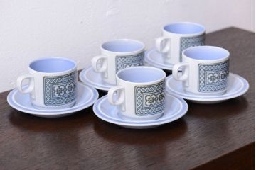アンティーク雑貨　イギリスビンテージ　HORNSEA(ホーンジー)　Tapestry(タペストリー)シリーズ　カップ&ソーサー5客セット