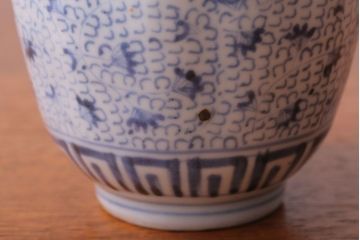 アンティーク雑貨　江戸期　染付微塵唐草向付7客(古伊万里・猪口)