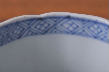 アンティーク雑貨　江戸期　染付微塵唐草向付7客(古伊万里・猪口)