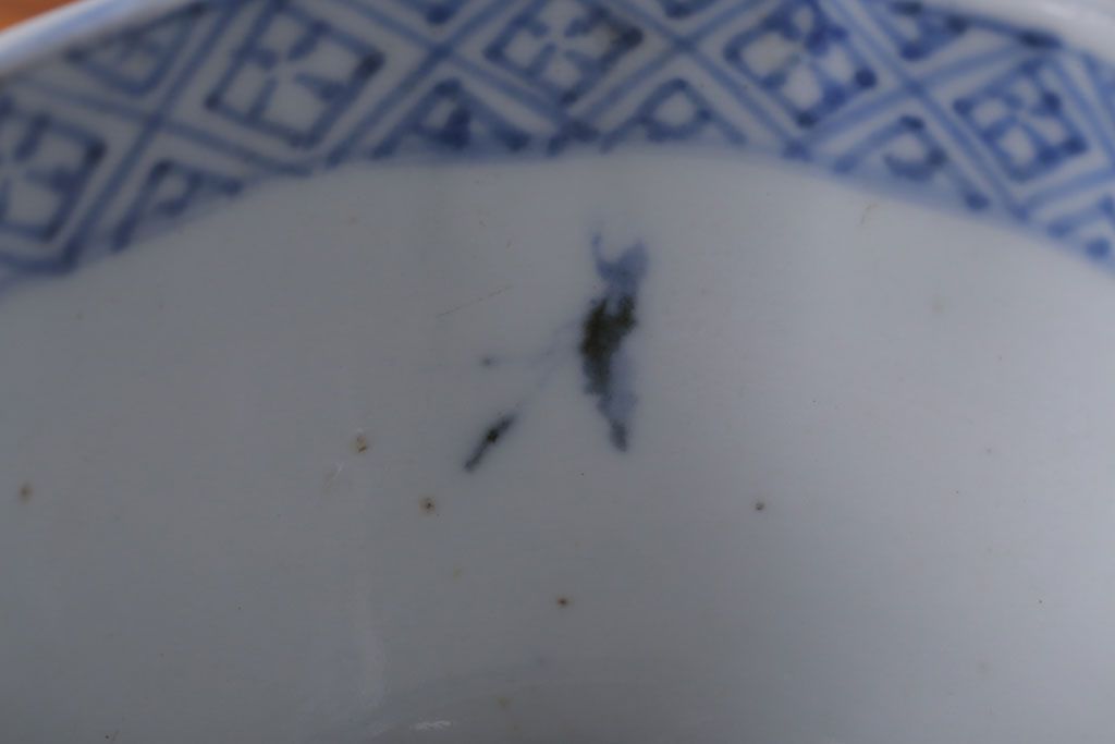 アンティーク雑貨　江戸期　染付微塵唐草向付7客(古伊万里・猪口)