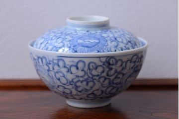 アンティーク雑貨　古民具・骨董　幕末〜明治　綿描き蓋茶碗6客(伊万里)