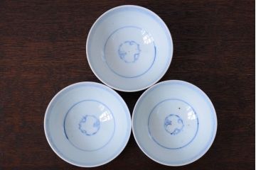 アンティーク雑貨　古民具・骨董　幕末〜明治　綿描き蓋茶碗6客(伊万里)