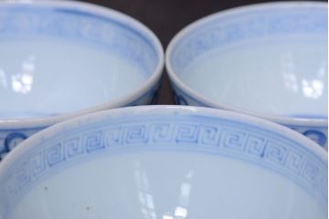 アンティーク雑貨　古民具・骨董　幕末〜明治　綿描き蓋茶碗6客(伊万里)