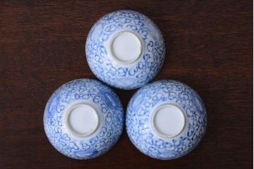 アンティーク雑貨　古民具・骨董　幕末〜明治　綿描き蓋茶碗6客(伊万里)