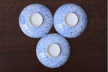 アンティーク雑貨　古民具・骨董　幕末〜明治　綿描き蓋茶碗6客(伊万里)