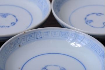 アンティーク雑貨　古民具・骨董　幕末〜明治　綿描き蓋茶碗6客(伊万里)