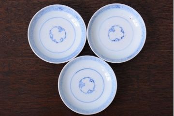 アンティーク雑貨　古民具・骨董　幕末〜明治　綿描き蓋茶碗6客(伊万里)