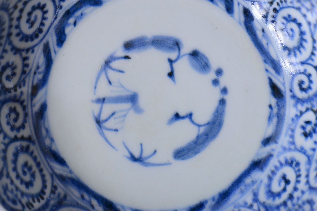 アンティーク雑貨　古民具・骨董　幕末〜明治　蛸唐草なます皿3客(伊万里)