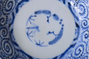 アンティーク雑貨　古民具・骨董　幕末〜明治　蛸唐草なます皿3客(伊万里)