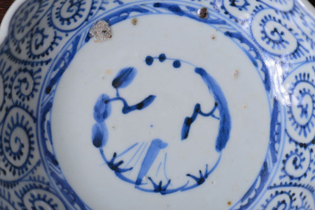 アンティーク雑貨　古民具・骨董　幕末〜明治　蛸唐草なます皿3客(伊万里)