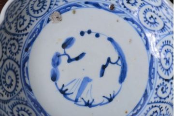 アンティーク雑貨　古民具・骨董　幕末〜明治　蛸唐草なます皿3客(伊万里)