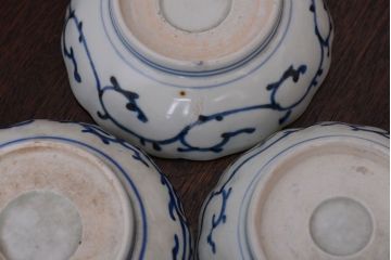 アンティーク雑貨　古民具・骨董　幕末〜明治　蛸唐草なます皿3客(伊万里)