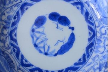 古民具・骨董　幕末〜明治　綿描き染付なます皿5客