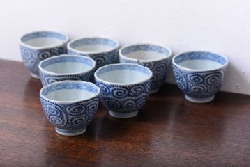 アンティーク雑貨　明治期　蛸唐草向付7客(伊万里)