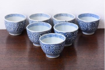 アンティーク雑貨　明治期　蛸唐草向付7客(伊万里)