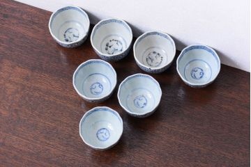 アンティーク雑貨　明治期　蛸唐草向付7客(伊万里)