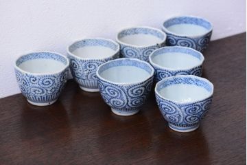 アンティーク雑貨　明治期　蛸唐草向付7客(伊万里)
