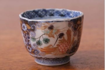 古民具・骨董　江戸後期　色絵金襴手向付5客(古伊万里)